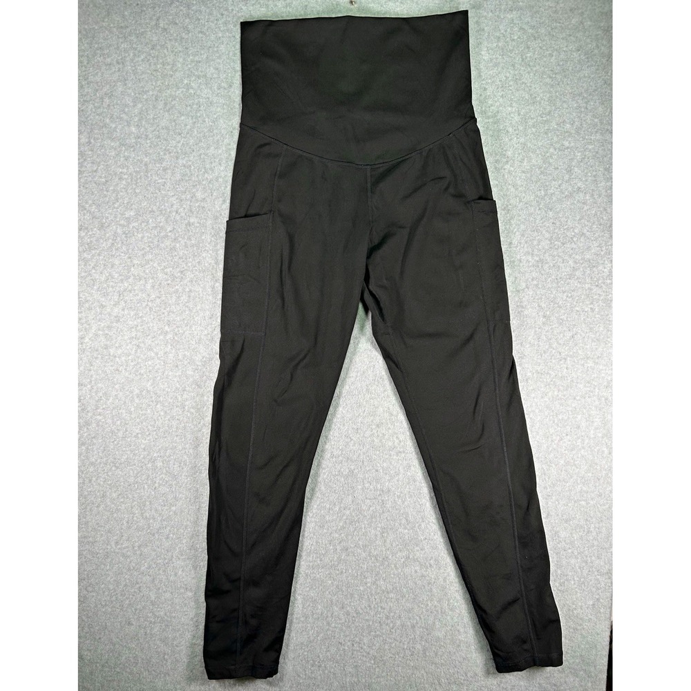 Quince Women's High-Waisted Yoga Leggings Size M Black Pull On Pockets